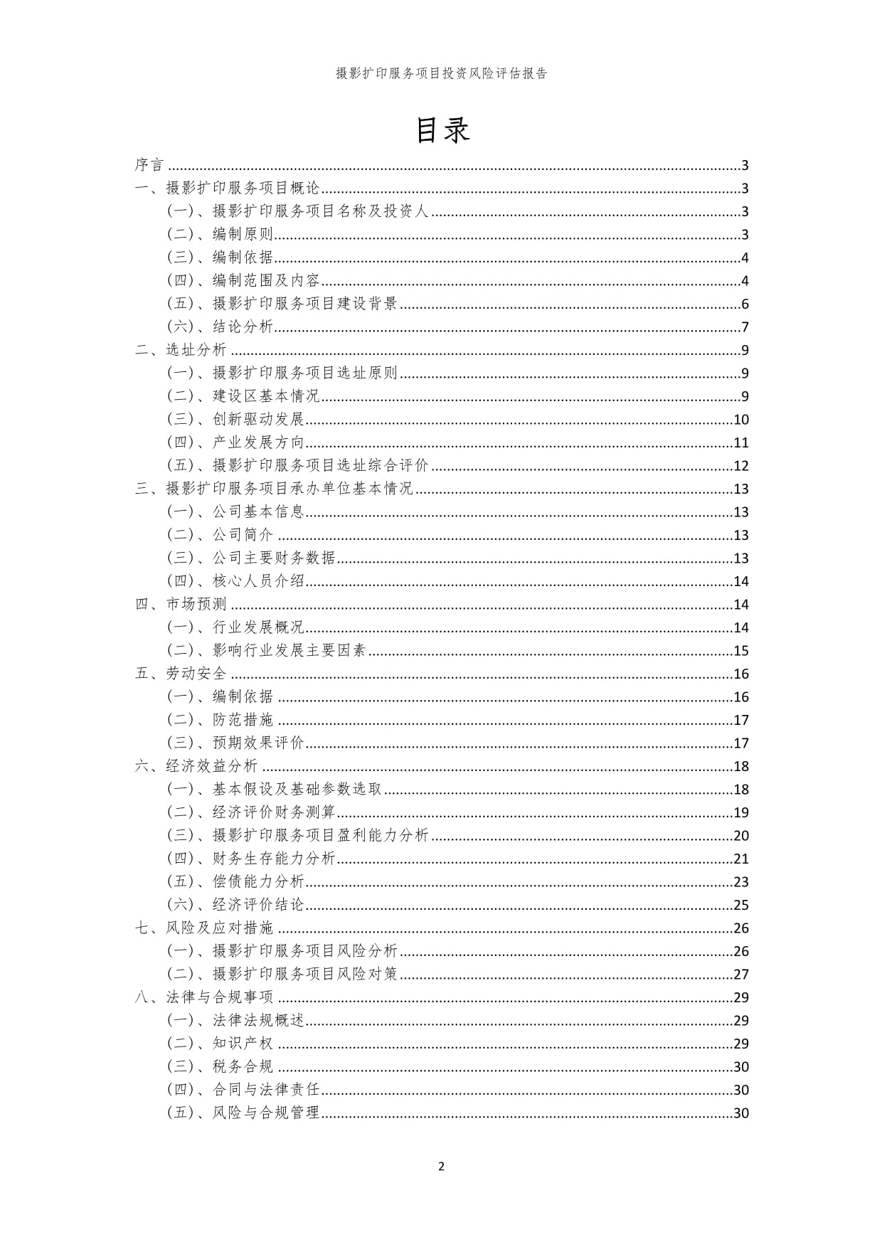 2025年攝影擴印服務項目投資風險評估報告