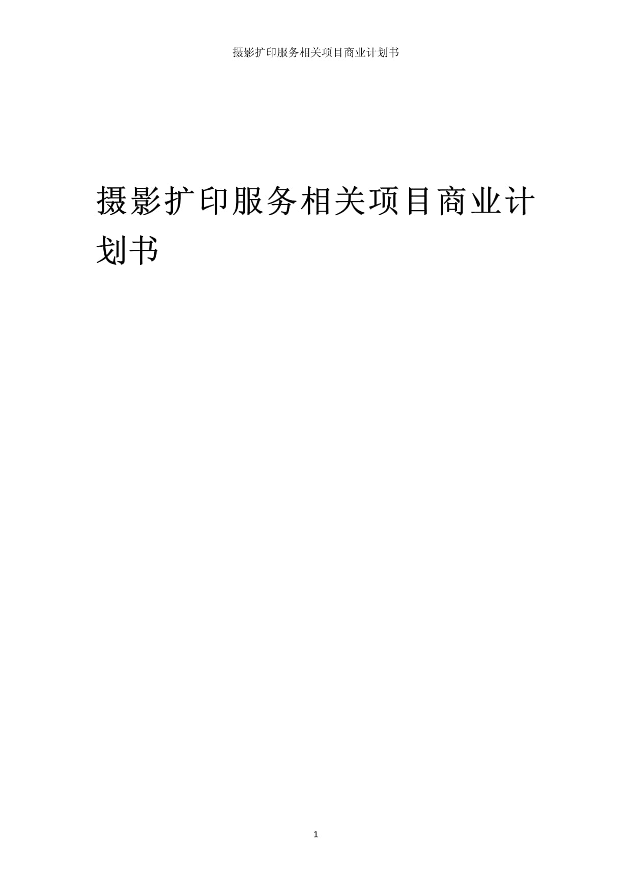 光影未來——攝影擴印服務商業發展計劃書